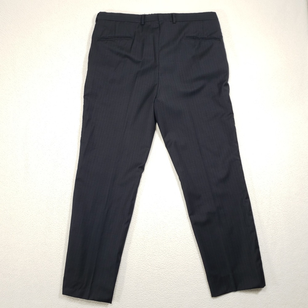 Z Zegna Suit Trousers Men 56R (38W) Gray Wool Micro-Check Flat Front Dress Pants - Picture 3 of 13